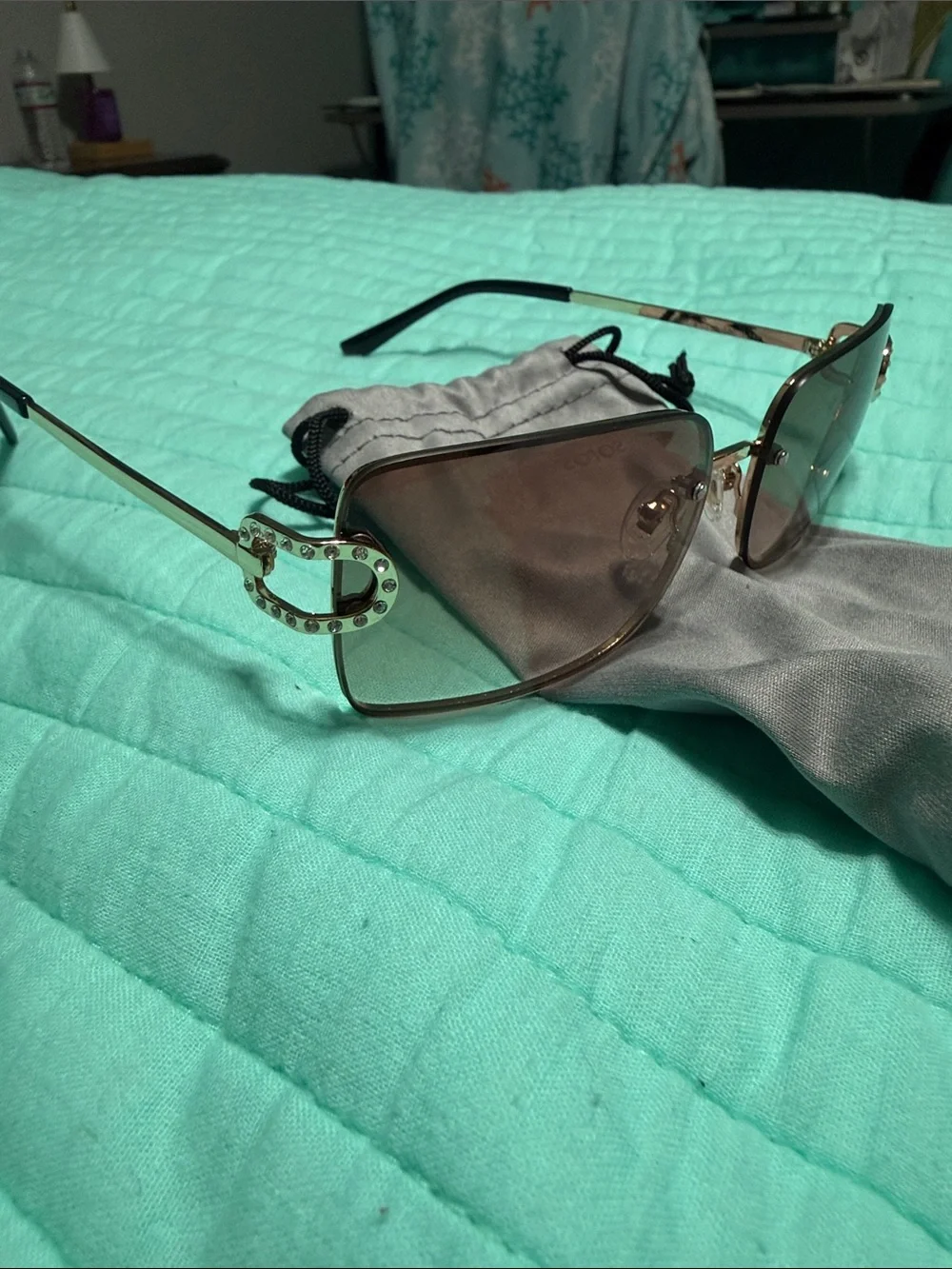 Woman’s Gold-Trim Sunglasses with Brown Gradient Lenses
